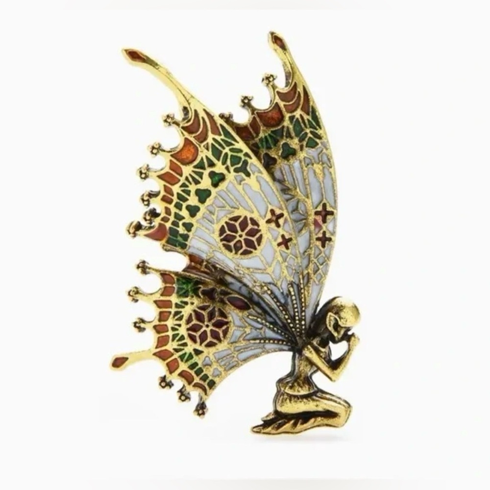 Fairy with Butterfly Wings Brooch Modern New